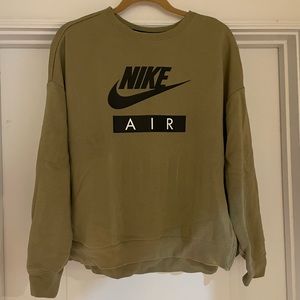 Army green nike sweatshirt w/ Zipper detail